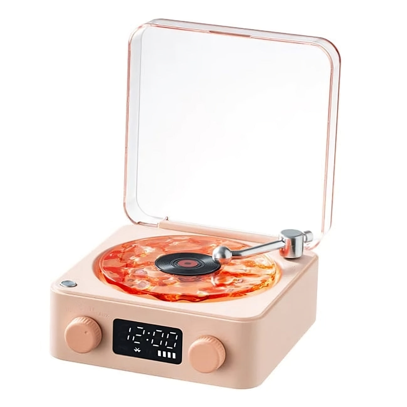 RetroGram™ – Stylowy Głośnik Retro z Winylem, RGB i Białym Szumem na Sen