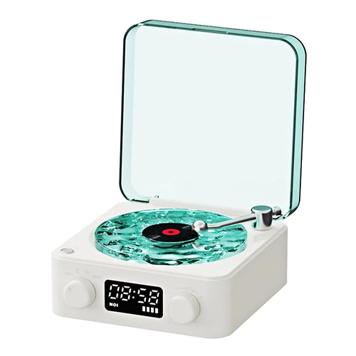 RetroGram™ – Stylowy Głośnik Retro z Winylem, RGB i Białym Szumem na Sen