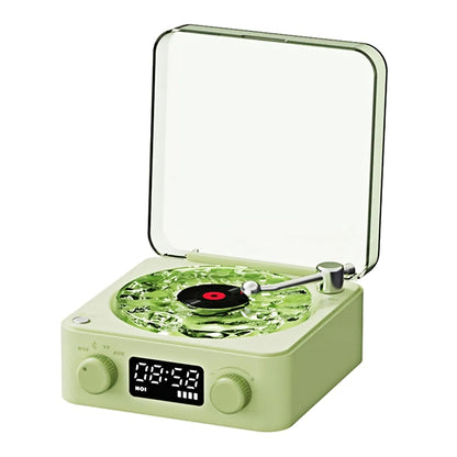 RetroGram™ – Stylowy Głośnik Retro z Winylem, RGB i Białym Szumem na Sen